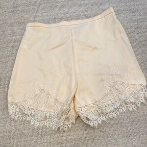 Cream Lace Trim Shorts